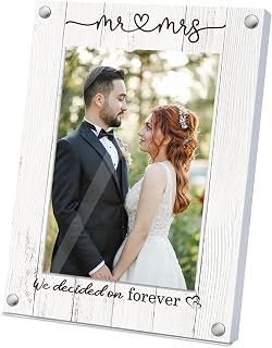 Beautiful Mr&Mrs Wedding Picture Frame Premium MDF Wood and Acrylic 4x6 Photo Frame Ideal Gift for Newlyweds
