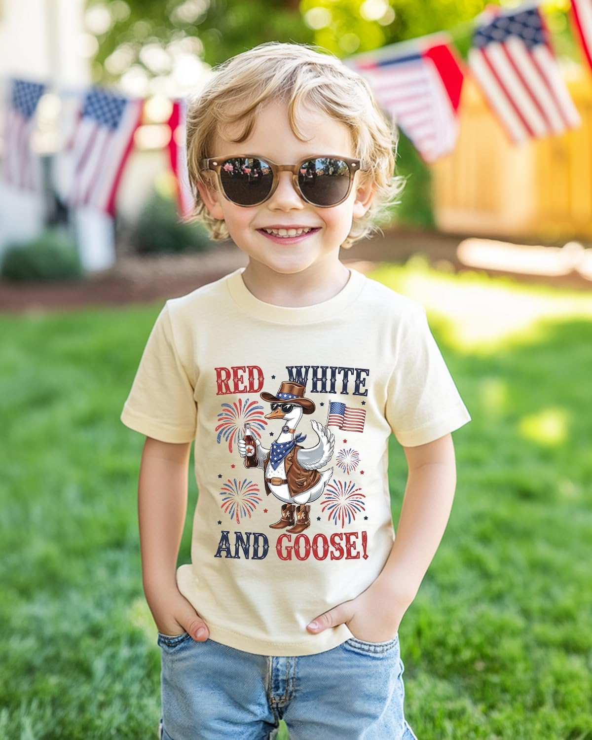 Habudda Boys 4th of July Shirt, Girls Kids Toddler USA Shirts, Red White and Blue American Flag Patriotic Tee 2T-8T - Image 2