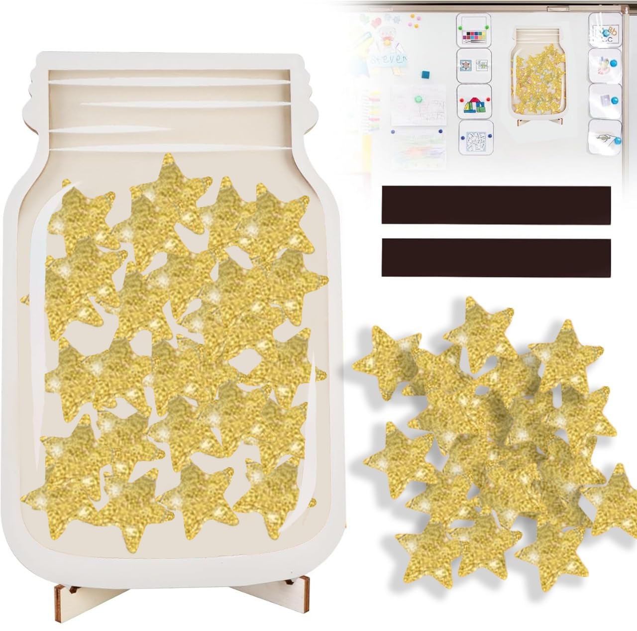 Personalized Magnetic Reward Jar,Gold Star Jar Reward System for Classroom,Reward Home Child Incentive Good Home...