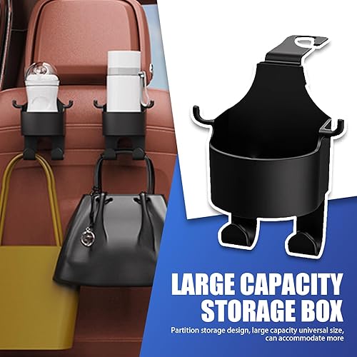 Miniatura 3 de 2 portavasos para reposacabezas de asiento de automóvil, estructura estable portátil, soporte de almacenamiento multifuncional con gancho de 3.58