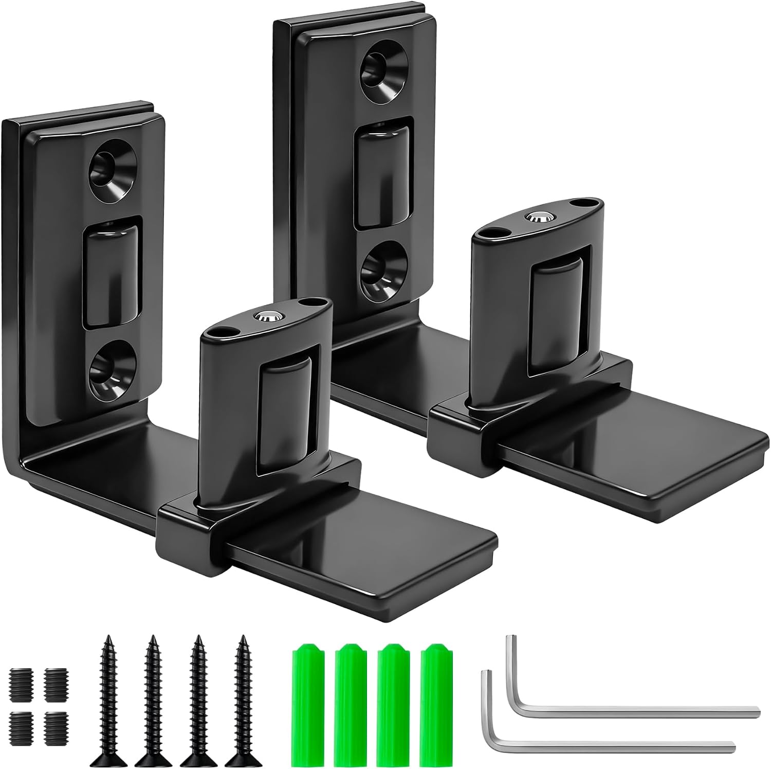 Sliding Barn Door Bottom Floor Guide,Wall Mount Barn Door Floor Guide | Adjustable U Shape Flexible Flush Design-Black(2 Pack)