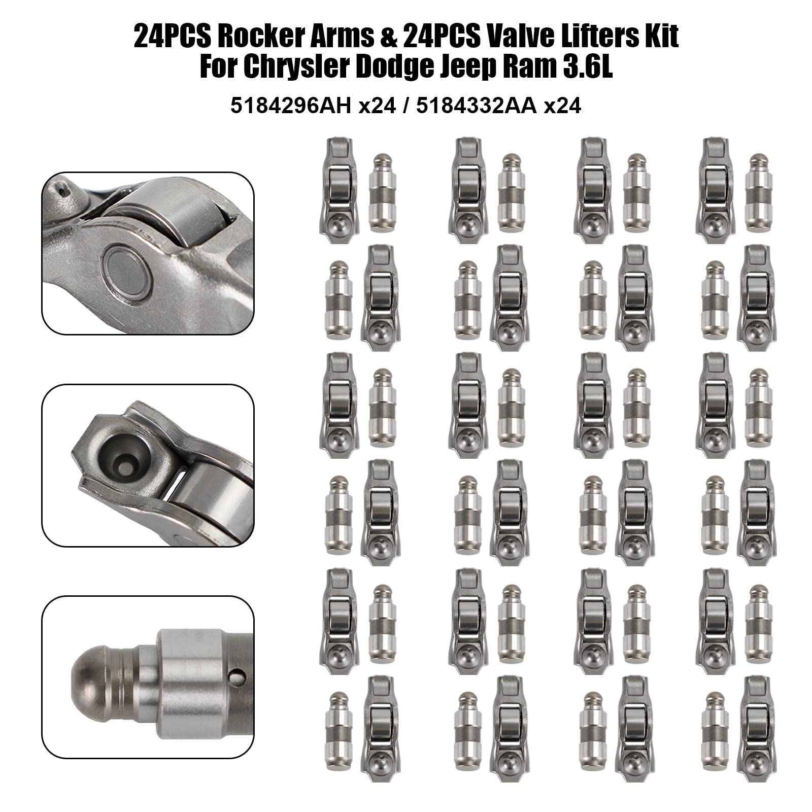 24PCS Rocker Arms & 24PCS Valve Lifters Kit für Chrysler für Dodge für Jeep Ram 3.6L