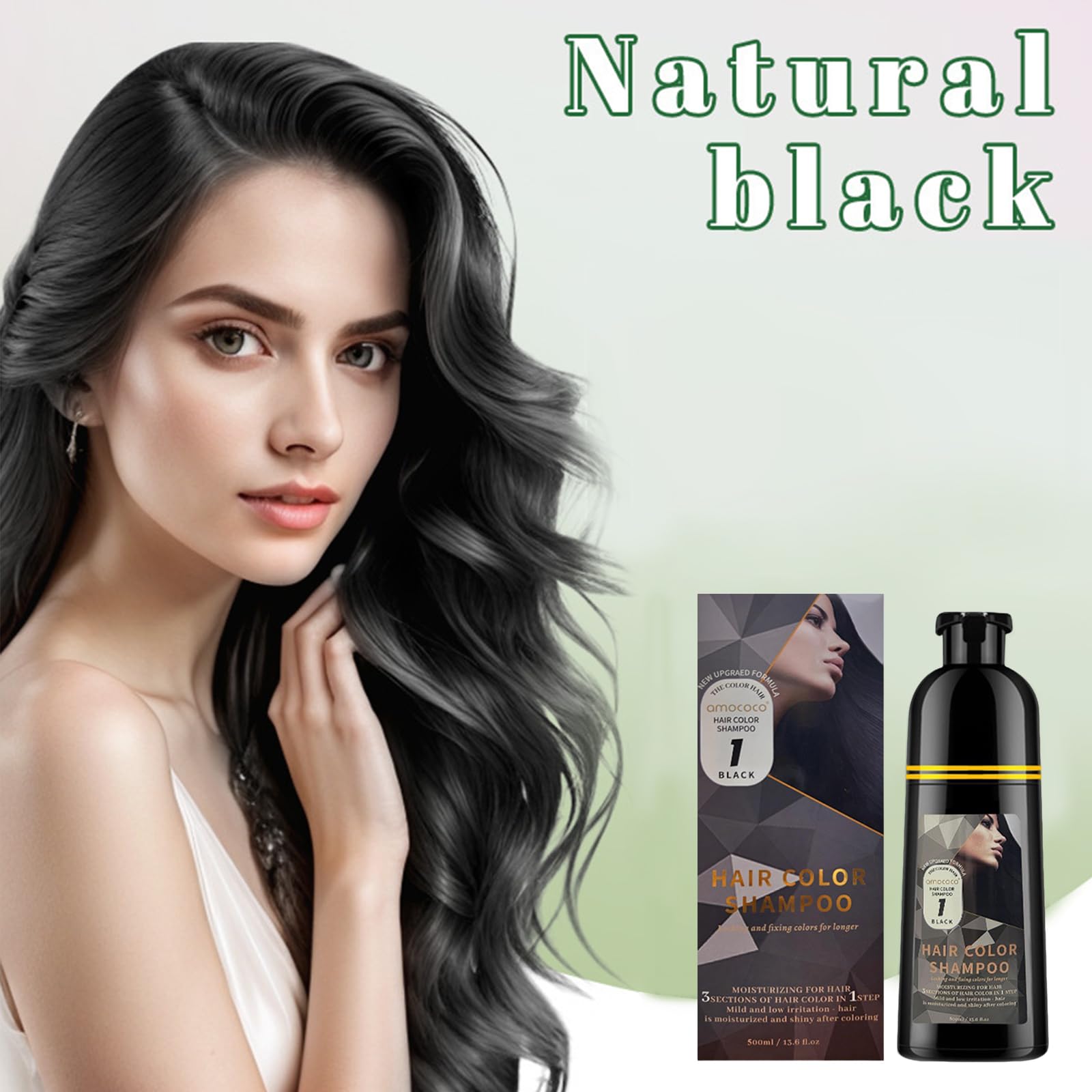 Hair Dye Shampoo 3 in 1 Gray Hair Coverage One-Step Wash-In Hair Dye Shampoos for Color Treated Hair Semi Permanent Hair Color Shampoo for Women & Men 13.6 fl. oz Black product thumbnail 5
