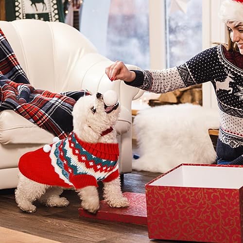 Miniatura 9 de 2 suéteres de Navidad para cachorros, gatos, cuello alto, ropa de punto de elfo, ropa cálida para perros, suéter para gatitos y cachorros, XS
