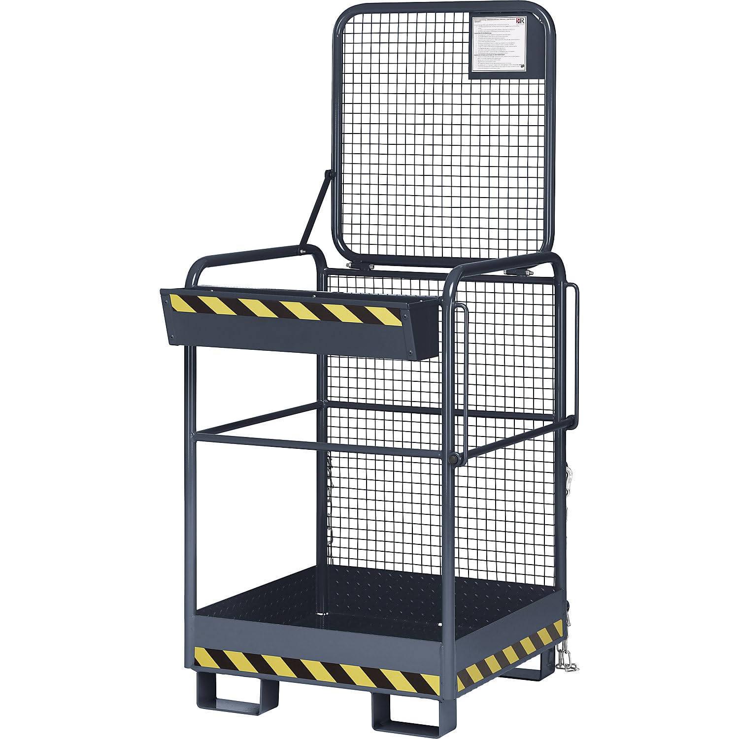 kaiserkraft Safety Basket for Forklifts Wide Side Work Platform 800 x 800 mm Anthracite Grey RAL 7016