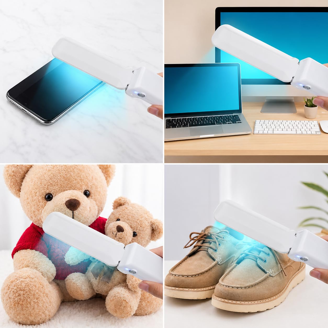 OKLI Bacchetta disinfettante UV, disinfettante portatile UVC per viaggi, casa e ufficio, luce UV portatile con ricarica USB, mini bacchetta igienica pieghevole per telefoni, tastiere, giocattoli e