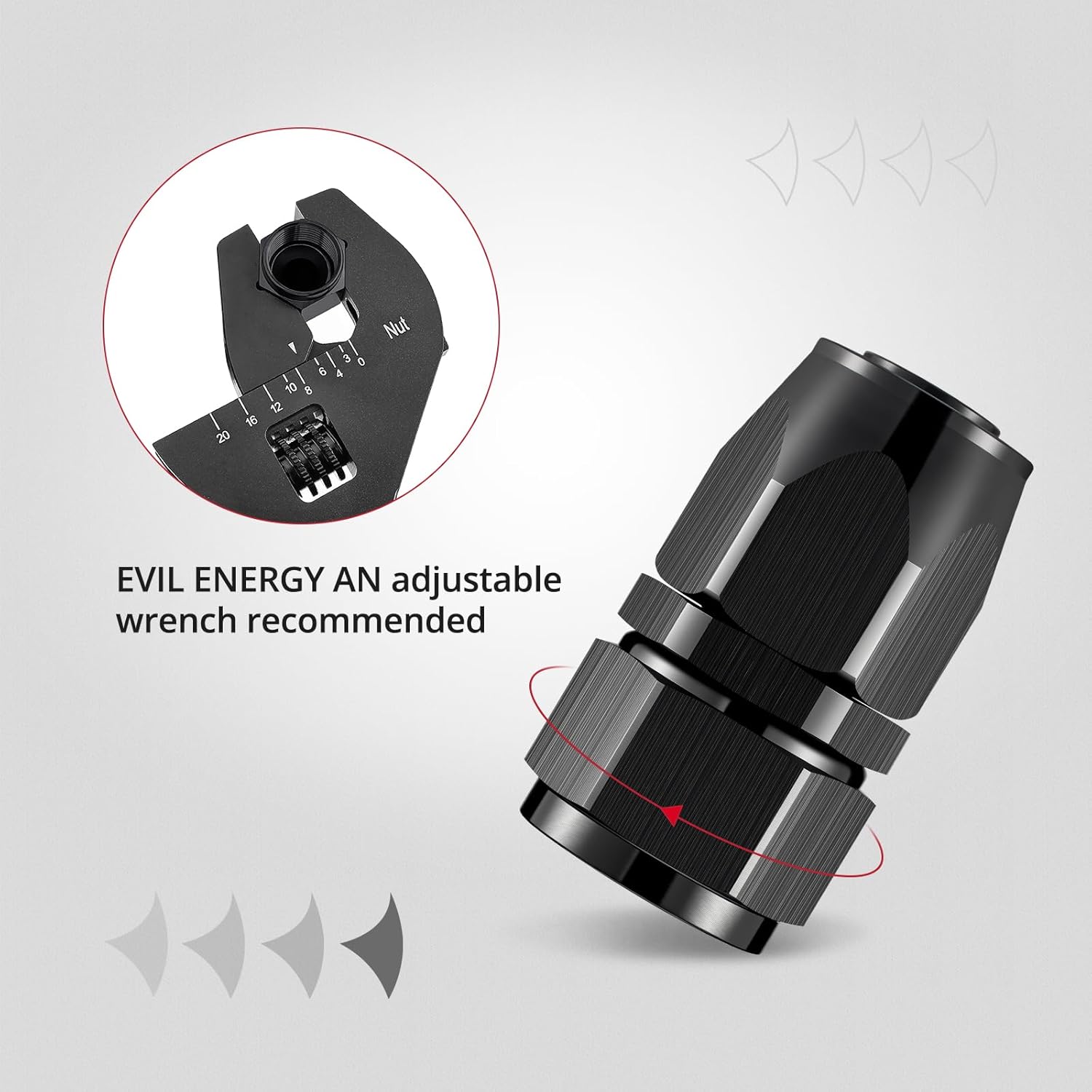 EVIL ENERGY 16AN Hose End Fitting Straight Swivel for CPE Braided Hose Black 2PCS