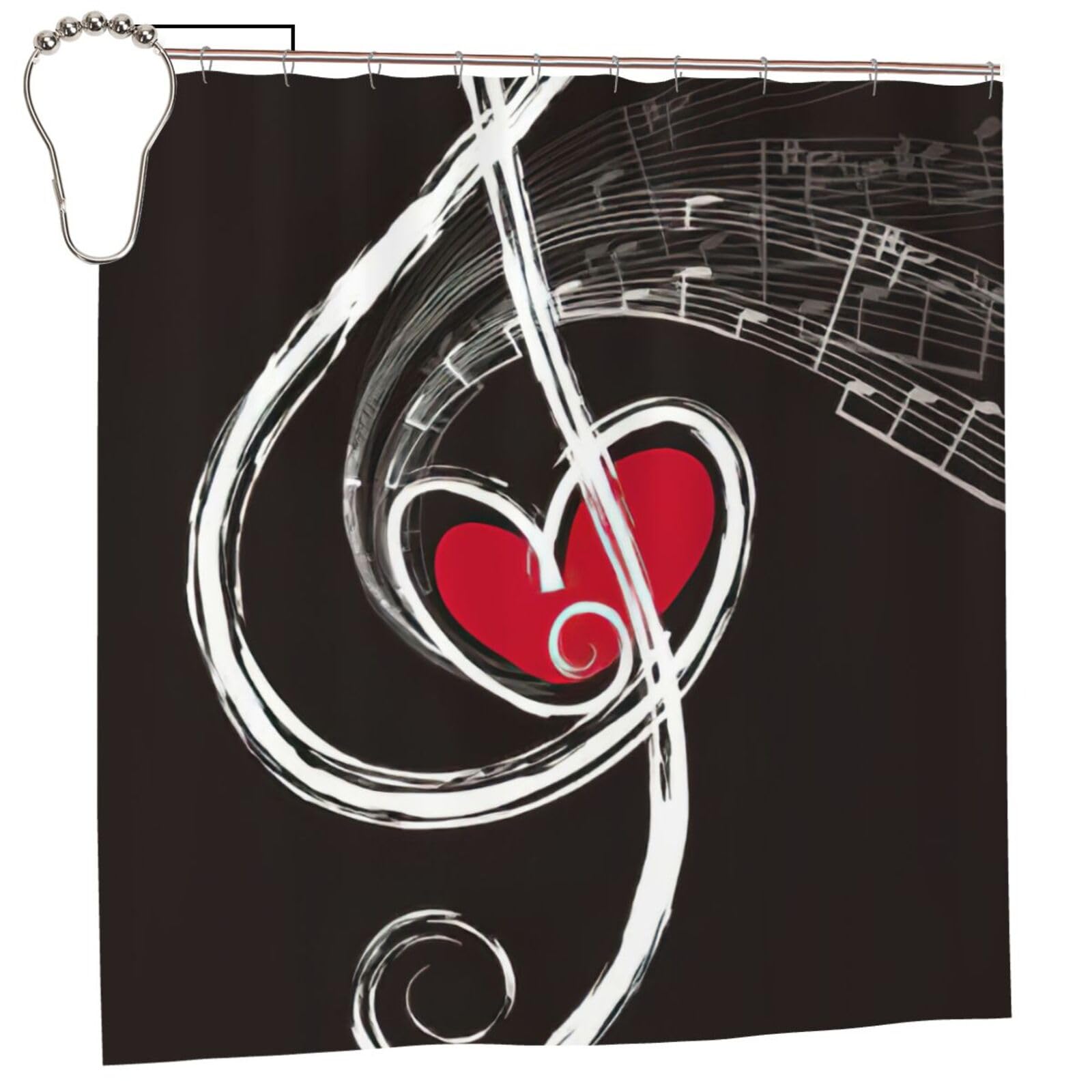 Rideau de douche rideau baignoire polyester imprimé musique 183cm