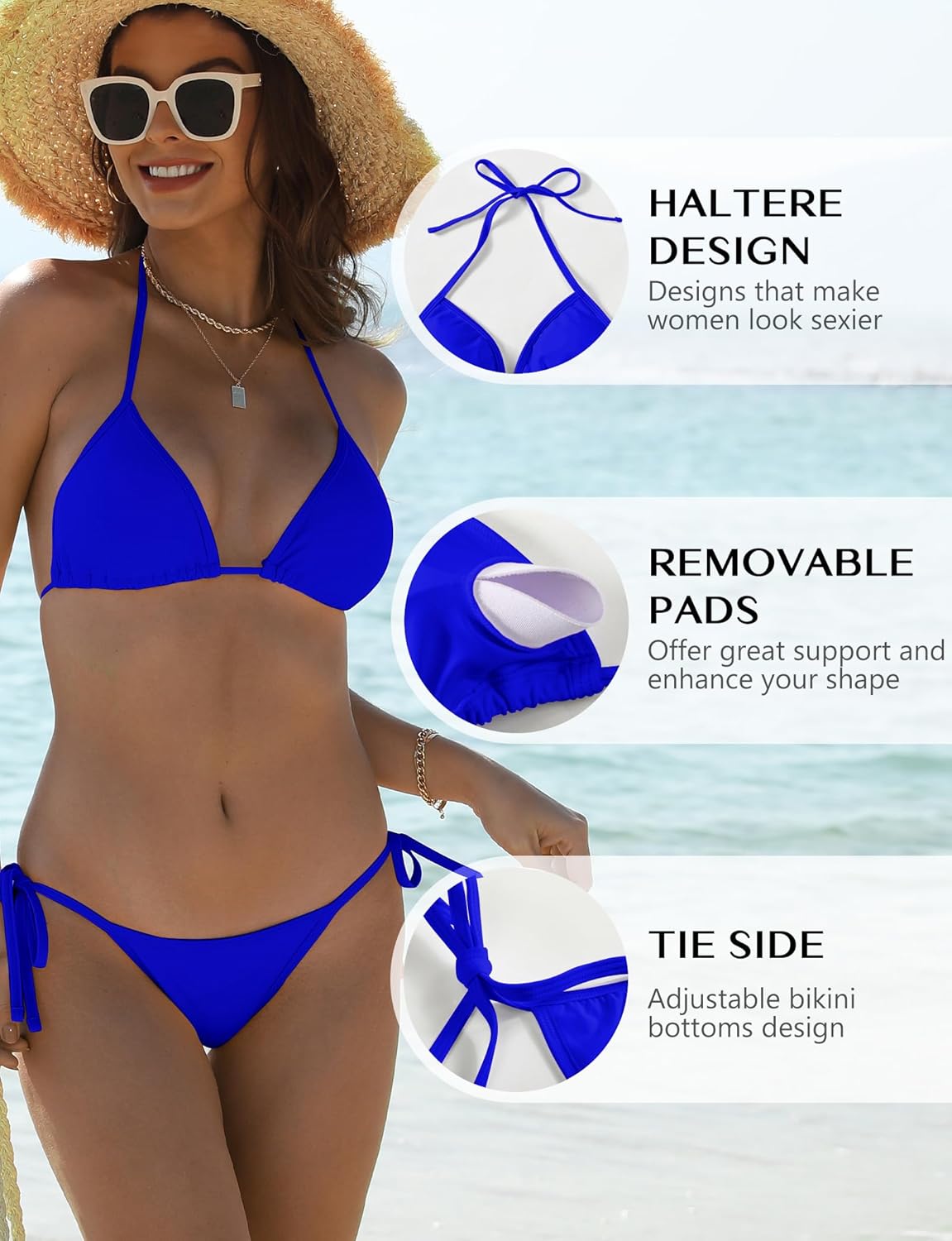 Buauty Bikini Sets for Women Two Piece Swimsuits Halter String Triangle Bathing Suit Sexy Tie Side Bottom Swimwear - Image 6