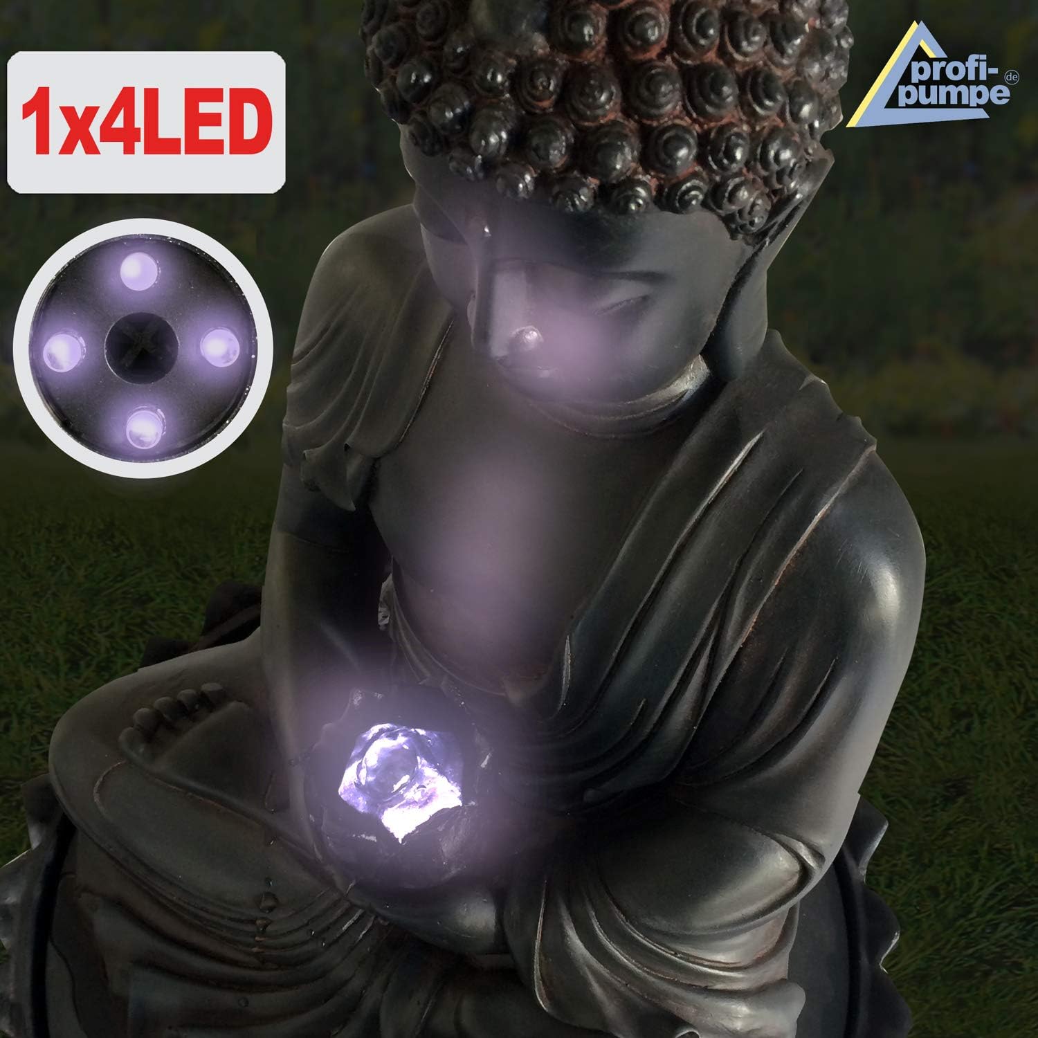 Fontaine de Jardin Solaire - Fontaine Bouddha Eternity - Bain d'oiseaux - Décoration de Jardin avec Pompe - Jeu d'eau pour Jardin, terrasse, Balcon, très décoratif - Lampe LED de Jardin