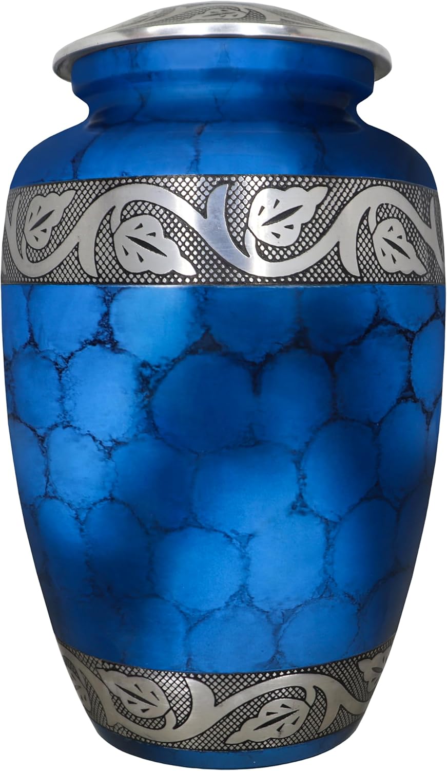 Burial Urns for Adult Human Ashes, Cremation Urns for Human Ashes, Funeral Metal Engraved Urn, Memorial Urn, Erns, Blue Texture - Large Size