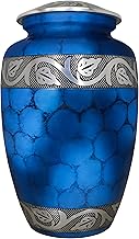 Burial Urns for Adult Human Ashes, Cremation Urns for Human Ashes, Funeral Metal Engraved Urn, Memorial Urn, Erns, Blue Texture - Large Size