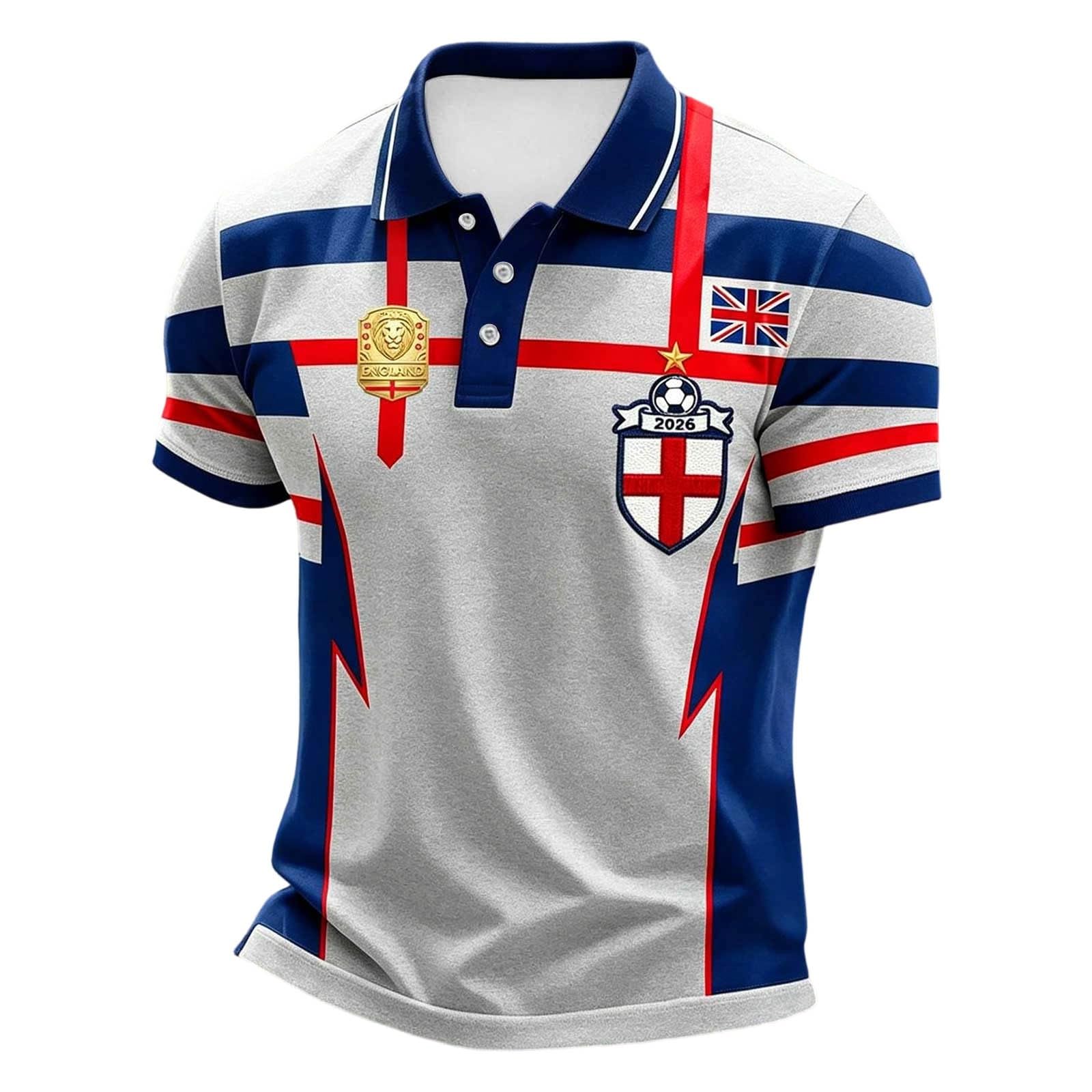England St George's Cross Polo Shirt Classic Polo Shirt with Red England Flag Design Perfect for Football Fans Comfortable Fit for Everyday Wear and Matches