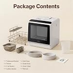 NOVETE Portable Countertop Dishwashers, Compact Dishwashers with 5 L Built-in Water Tank & Inlet Hose, 5 Washing Programs, Baby Care, Air-Dry Function and LED Light for Small Apartments