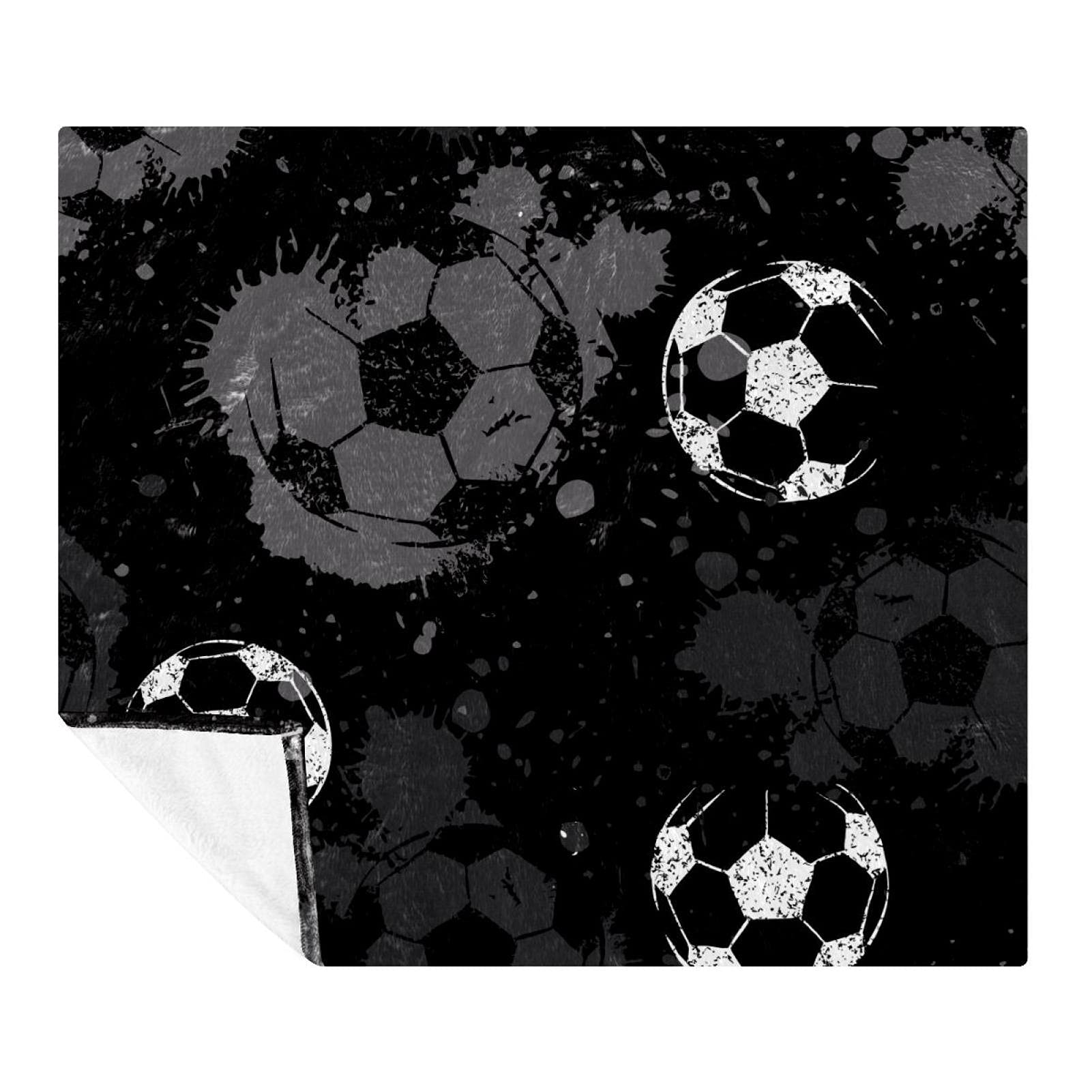 Couverture super douce football noire plaid polaire chaud lit