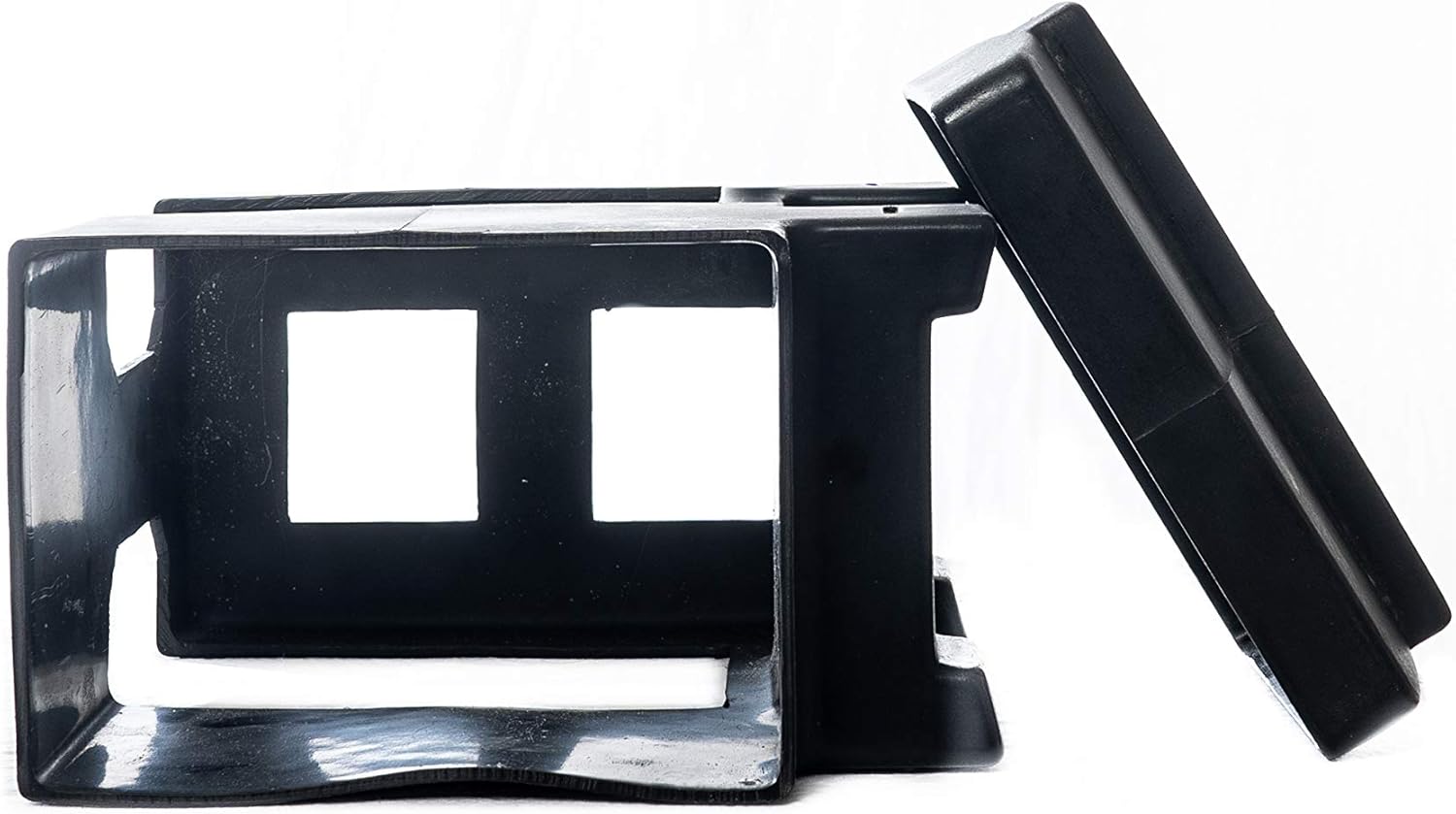 Brick Holder for up to Four, 4 lb Salt, Mineral, and Attractant Bricks with Mounting Straps, Black