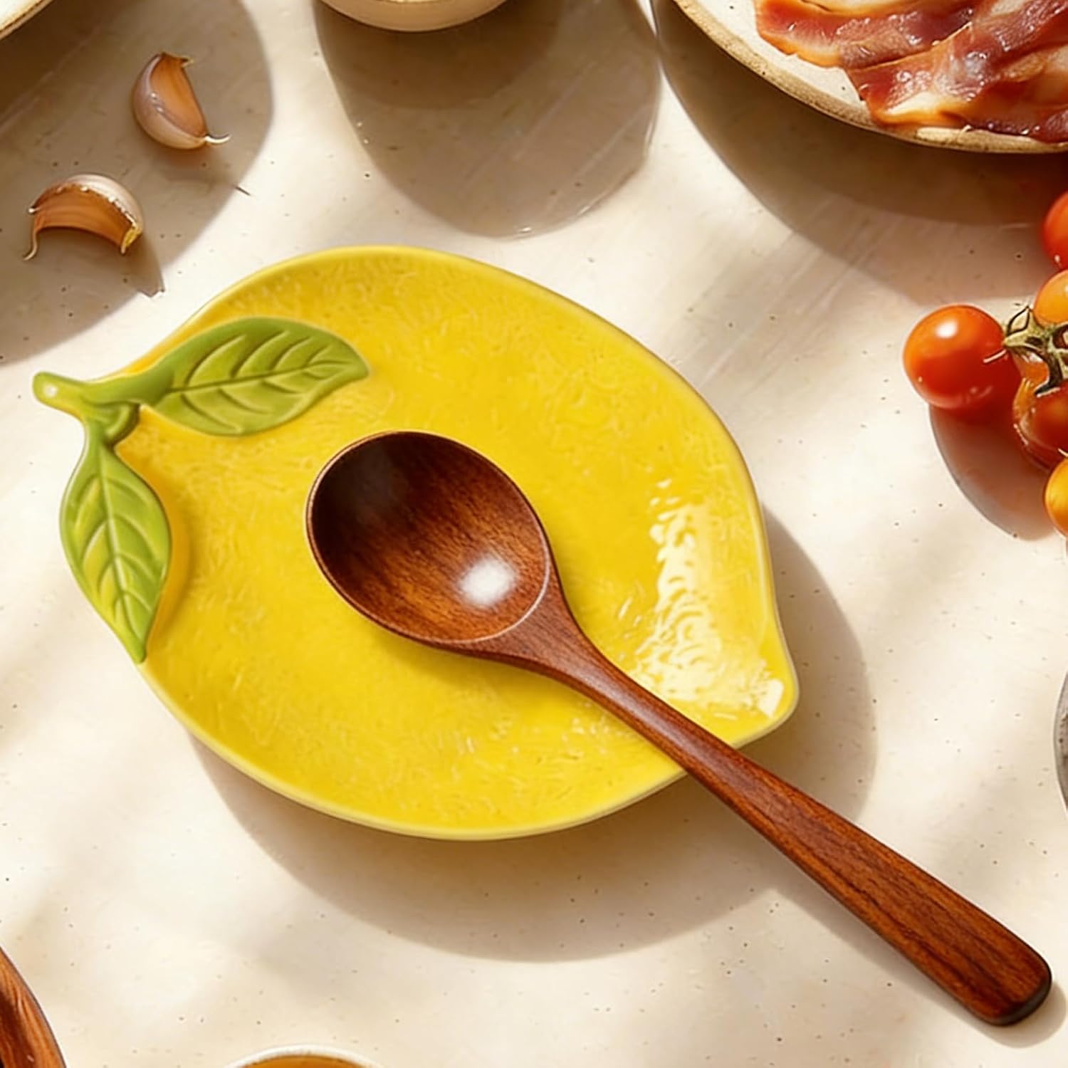 2 PCS Spoon Rests, Ceramic Spoon Rest, Utensil Holder Rest Spoon Rest Set Tea Spoon Rest Cute Lemon Shaped Spoon Rests Kitchen Cooking Spoon Holder for Counter Ladle Utensil Tong Rest Set of 2