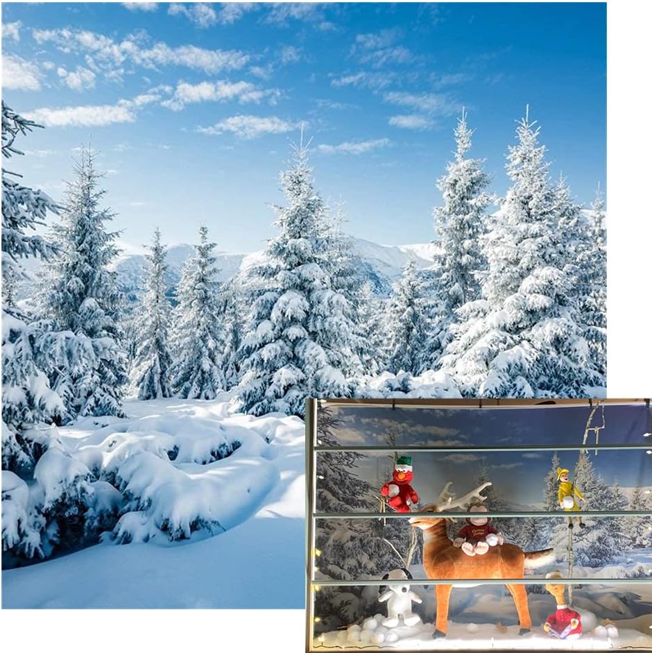 CSFOTO 8x8ft Winter Scene Photo Backdrop Winter Mountain