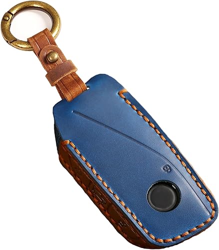 EASYANT Funda de cuero para llavero BMW 2023 i7 X7 xi 7 Series compatible con la nueva funda de llavero BMW azul Azul,Marrón,H