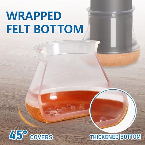 Miniatura 11 de 24 protectores de suelo para patas de silla, protectores de silicona negra para patas de silla, cubiertas para suelos de madera dura, almohadillas