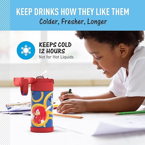 THERMOS FUNTAINER Water Bottle with Straw - 12 Ounce - Kids Stainless Steel Vacuum Insulated Water Bottle with Lid, Sonic the Hedgehog 5