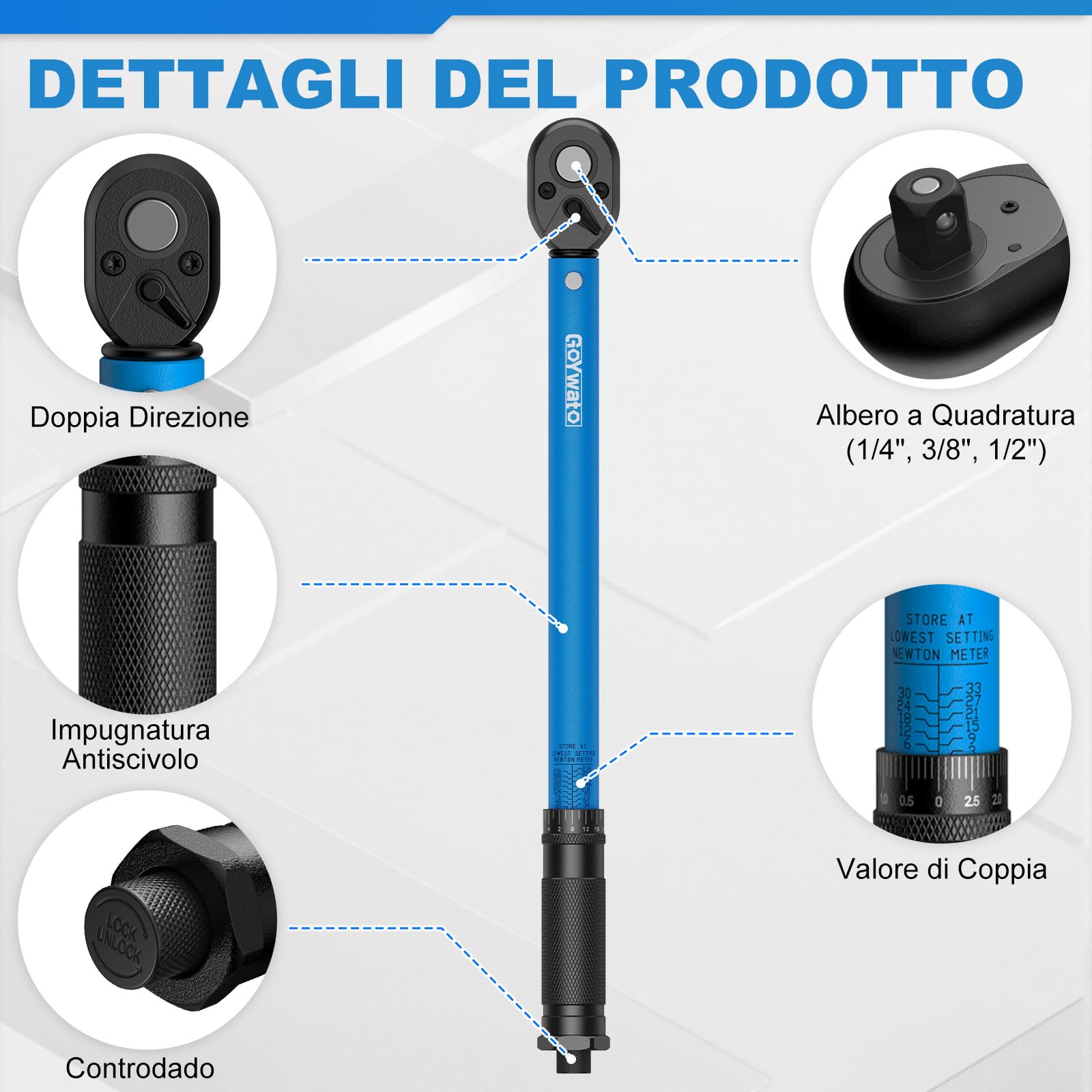 Set di Chiave Dinamometrica con 1/4" 3/8" 1/2", 3-230N·m, 72 Denti | Chiavi Dinamometriche con Precisione ±3%, Doppia Scala, Valigetta, per Moto Bici Auto Camion Bulloni Lavori Meccanici