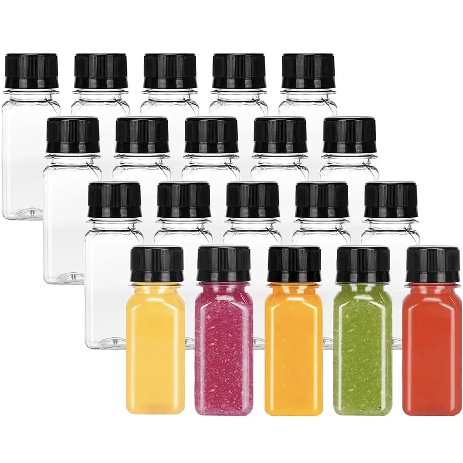 Bottiglie di Succo di Plastica 6/20/44/68 pezzi di bottigliette da 2 once con tappi, succo vuote for spremere, contenitori riutilizzabili for bevande a base latte(20PCS)