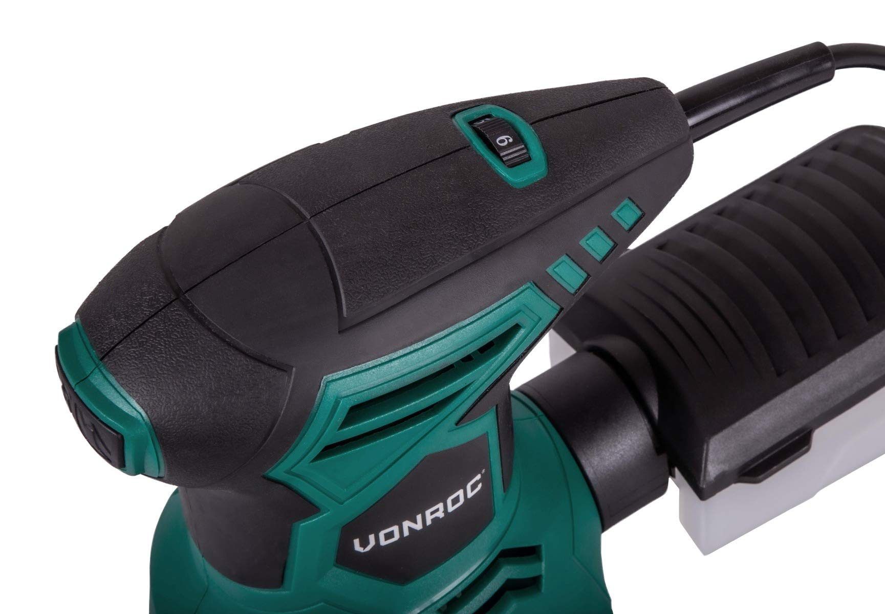 VONROC Levigatrice orbitale 300W - Ø125mm. Include scatola di raccolta polvere e set di carta abrasiva da 12 pezzi