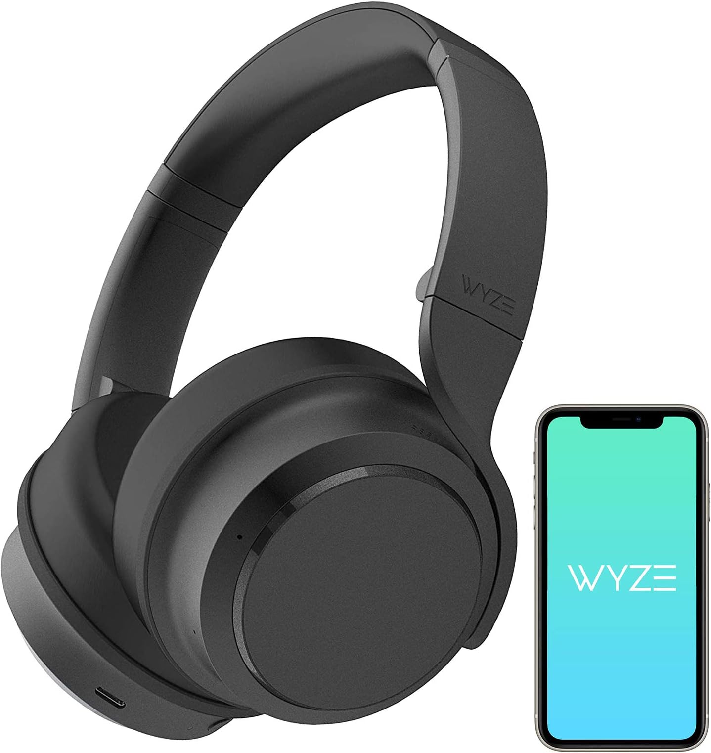 Wyze Bluetooth 5.0 Headphones, Over The Ear Headphones with Active Noise Cancellation, High-Fidelity Sound, Transparency Mode, Alexa Built-in, Black