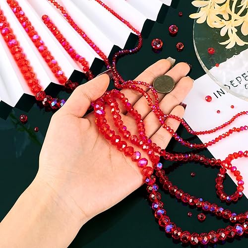 Miniatura 7 de Spritewelry FireBrick - Cuentas de cristal facetadas de color AB con cuentas de cristal transparente para hacer joyas, pulseras, collares, aretes,