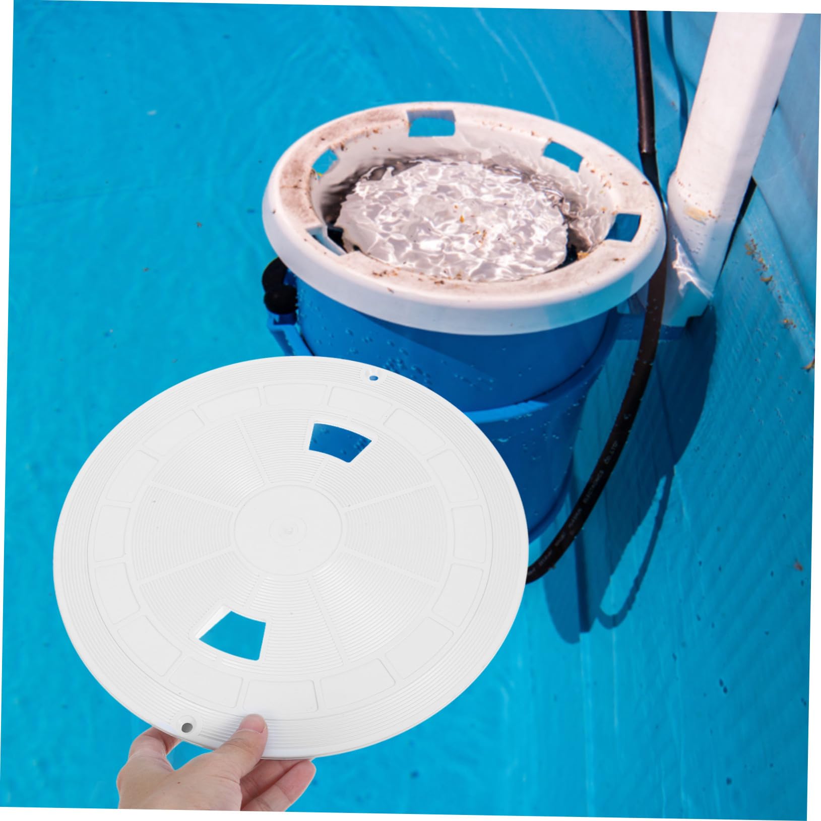 Tapa de Skimmer Redonda para Piscina Sp10711 Sp10712s 1 | Abs Blanco, Repuesto Compatible, Prevención de Residuos, Accesorio de Recambio para Mantenimiento