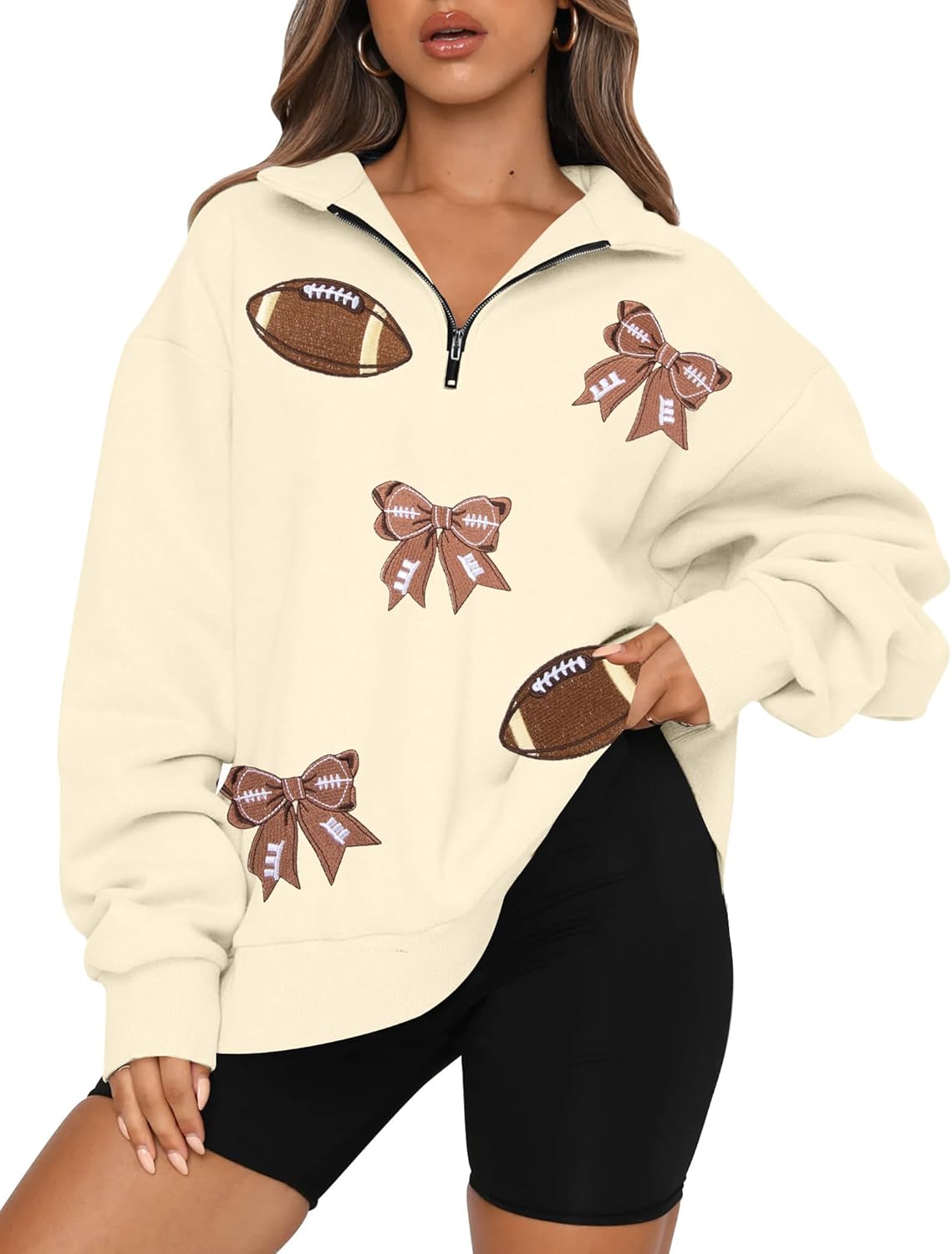 MAXIMGR Football Sweatshirt Women Game Day Sweatshirts Football Team Fans Pullover Shirt Sunday Funday Long Sleeve Tops