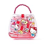 Lip Smacker Hello Kitty Nail Polish & Flavored Lip Balm Makeup Tote - Moisturizing Balms, Colorful Nail Polishes, Sanrio Accessory Ring, Stylish Tote Bag, Perfect Glam Gift for Hello Kitty Lovers
