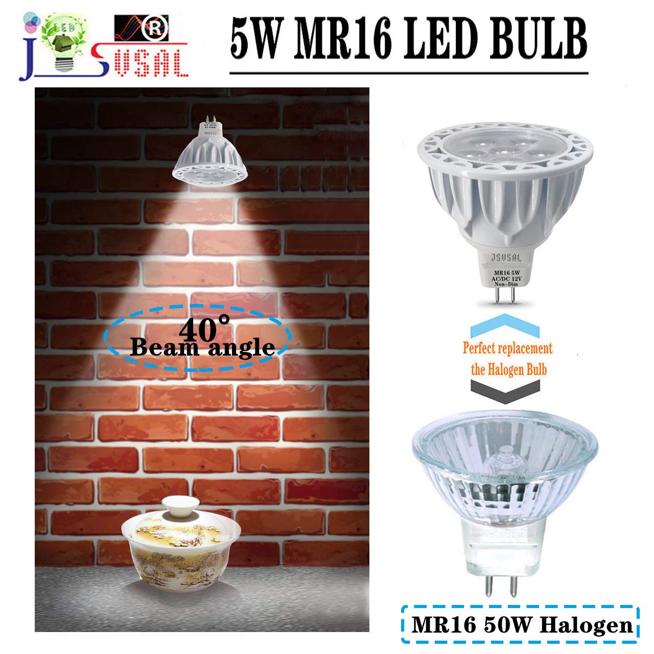 (6 paquetes no regulables, MR16, bombillas LED, 5 W, 50 W, 50 W, equivalente, Daylight White 5000 K, 12 V, bajo voltaje, MR16, GU5.3, bombilla para exteriores Landscape Flood Track Lighting,650