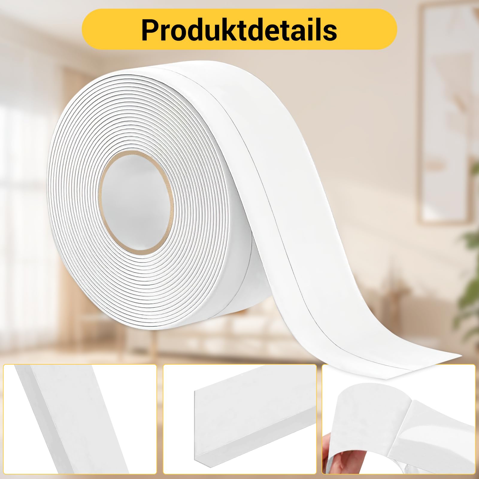 Rodapié autoadhesivo blanco 20 m PVC zócalo autoadhesivo