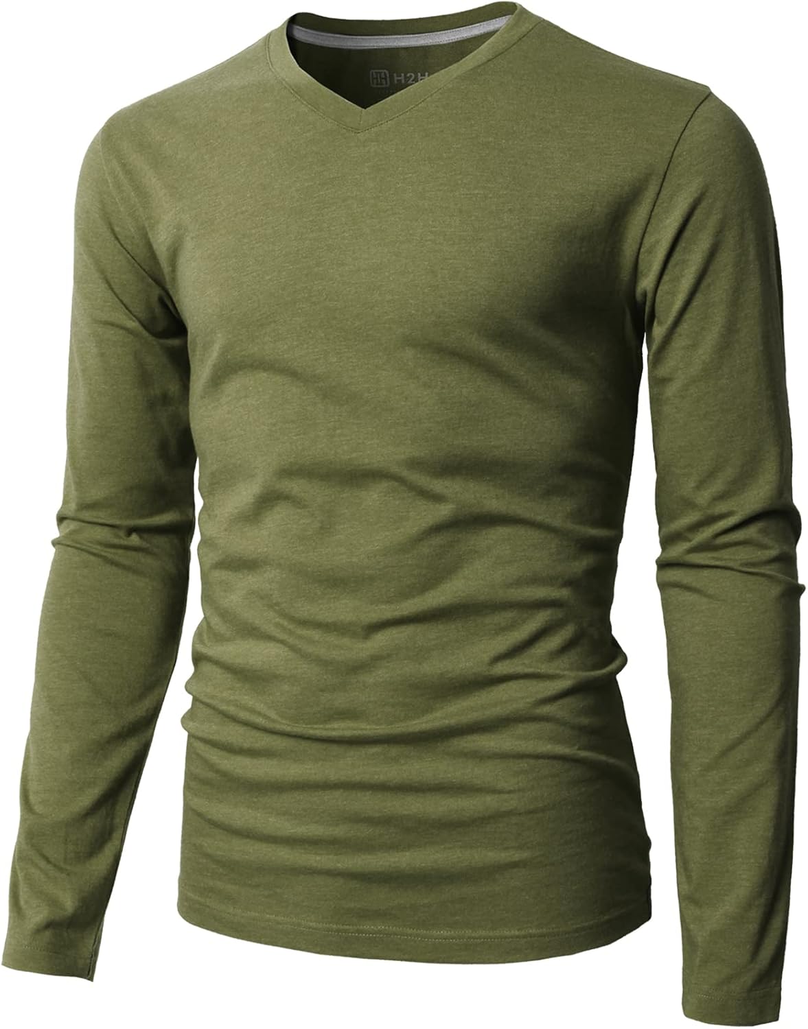 H2H Mens Casual Slim Fit Long Sleeve T-Shirts Soft Lightweight V-Neck/Crew-Neck Size XS to 3XL