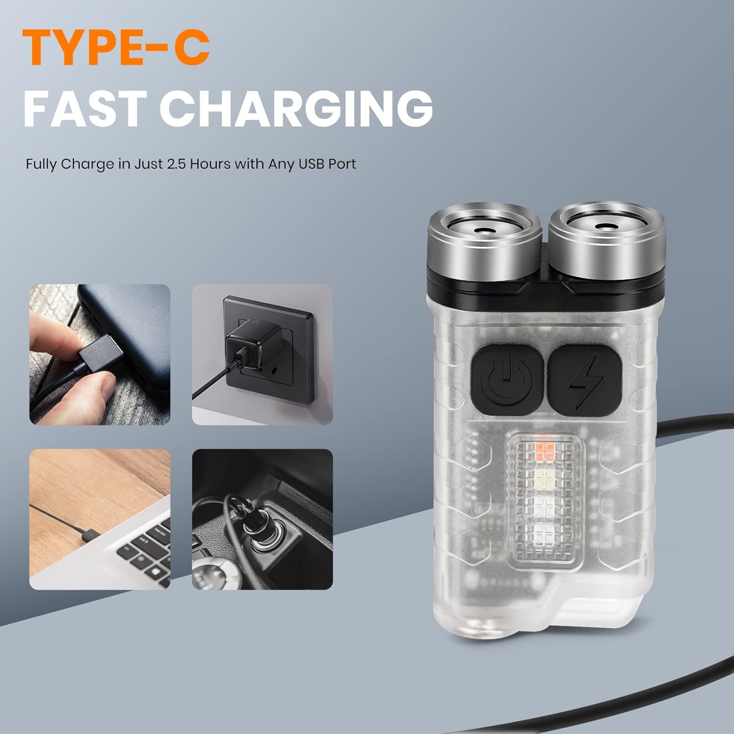 FTOYIN EDC Flashlight Type-C fast charging