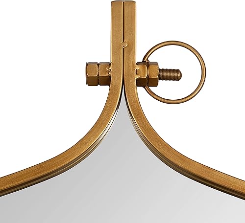 Miniatura 3 de Kate and Laurel Yitro Espejo de pared ovalado con marco de metal, 20 x 34 pulgadas, dorado, espejo decorativo industrial glamoroso para pared