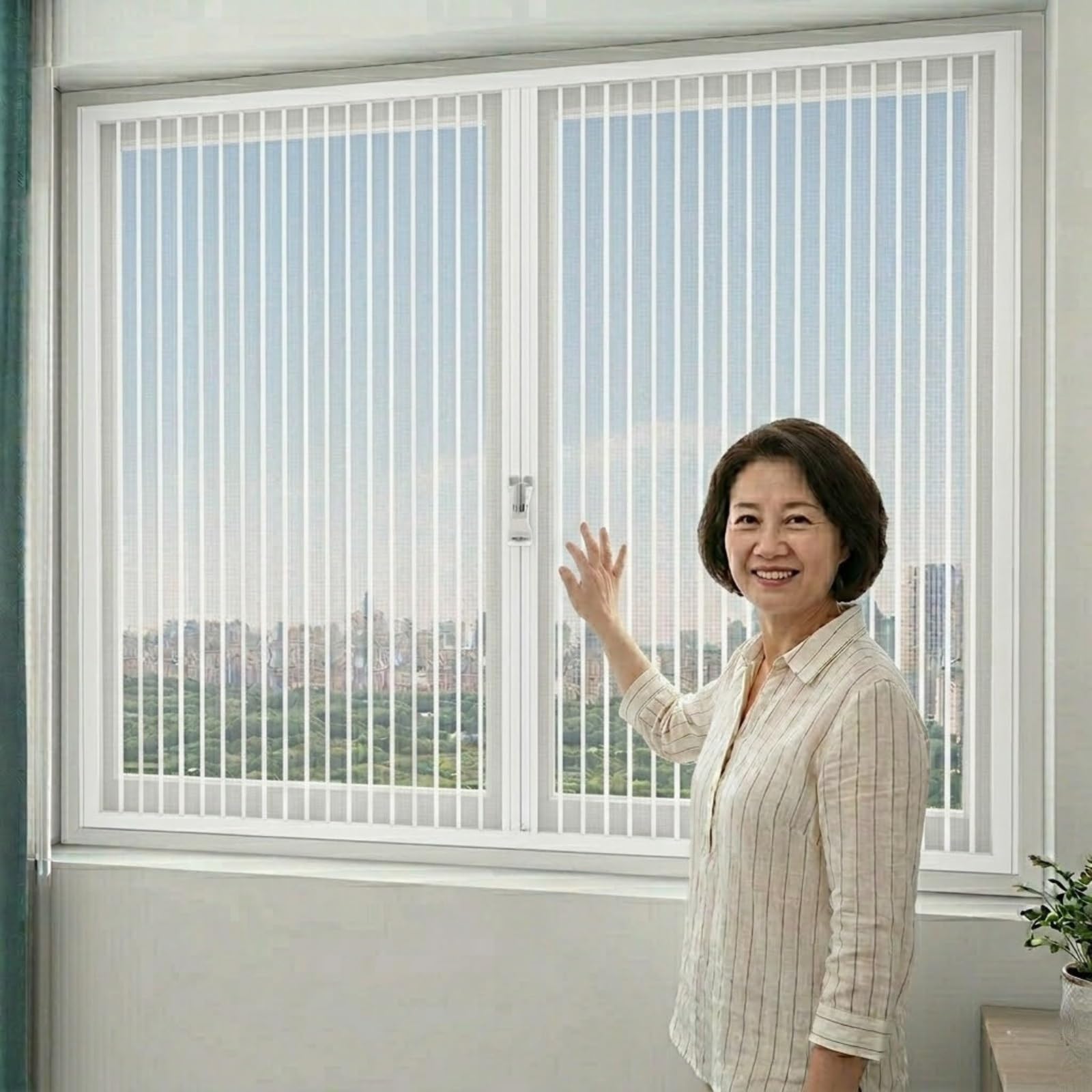 KING KONG MESH Zipper Version Self-Adhesive Screen, Mosquito Protection Insect Repellent Mesh Curtain for Pets Bedroom Balcony Temporary Seasonal Use, Allows Fresh Air(White,95x200cm)