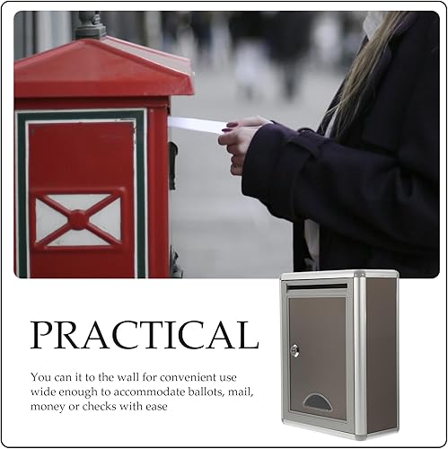 Miniatura 5 de STOBOK Caja Buzón Efectivo con cerradura Montaje en pared Correos Soportes de metal Poste ES Montaje en pared Sugerencia Montado en la pared Poste
