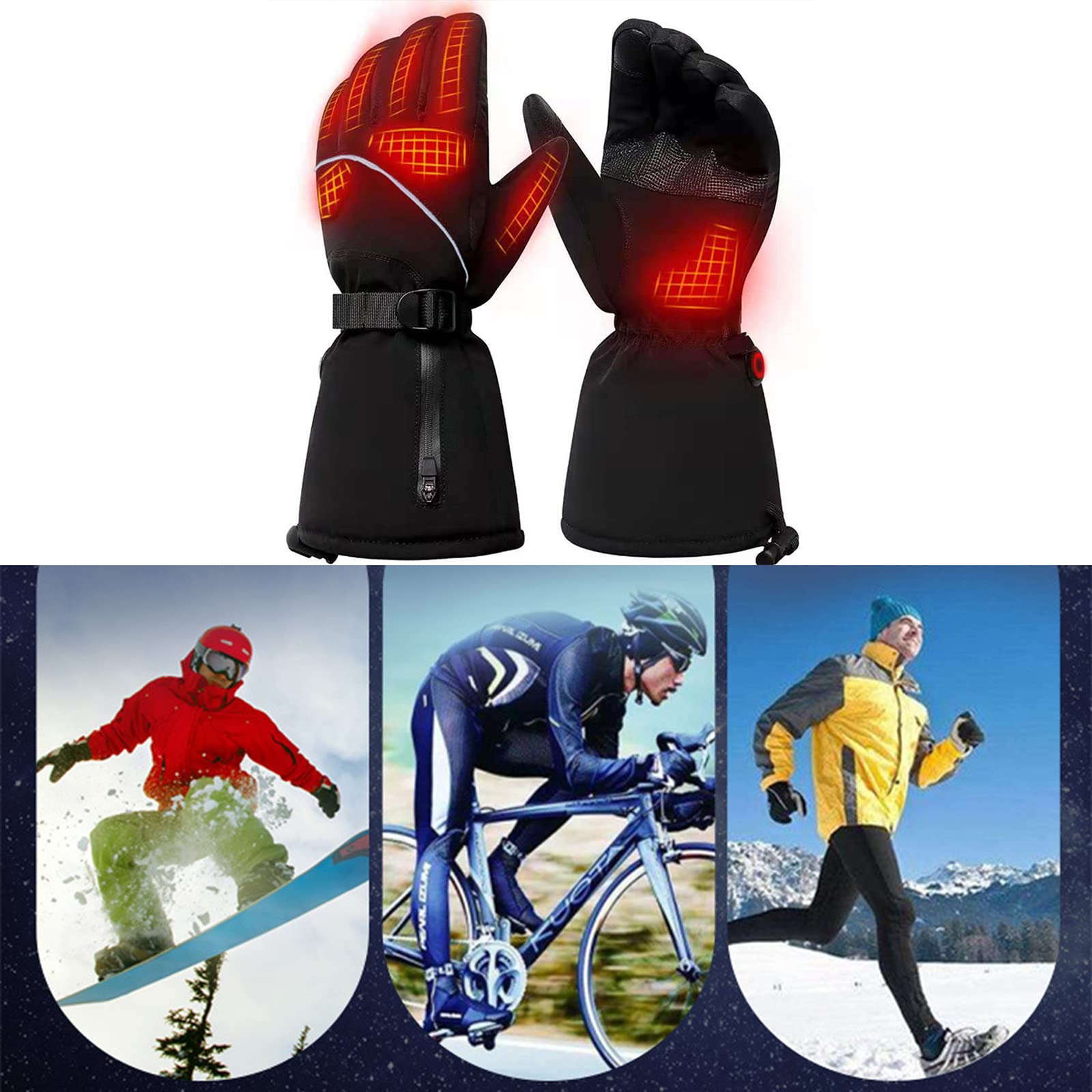 CHEWYNP Guantes Térmicos Guantes De Invierno para Motocicleta para Hombres Y Mujeres - 3 Niveles De Calefacción Guante Cálido Impermeable para Clima Frío, Guantes Térmicos con Pantalla Tác