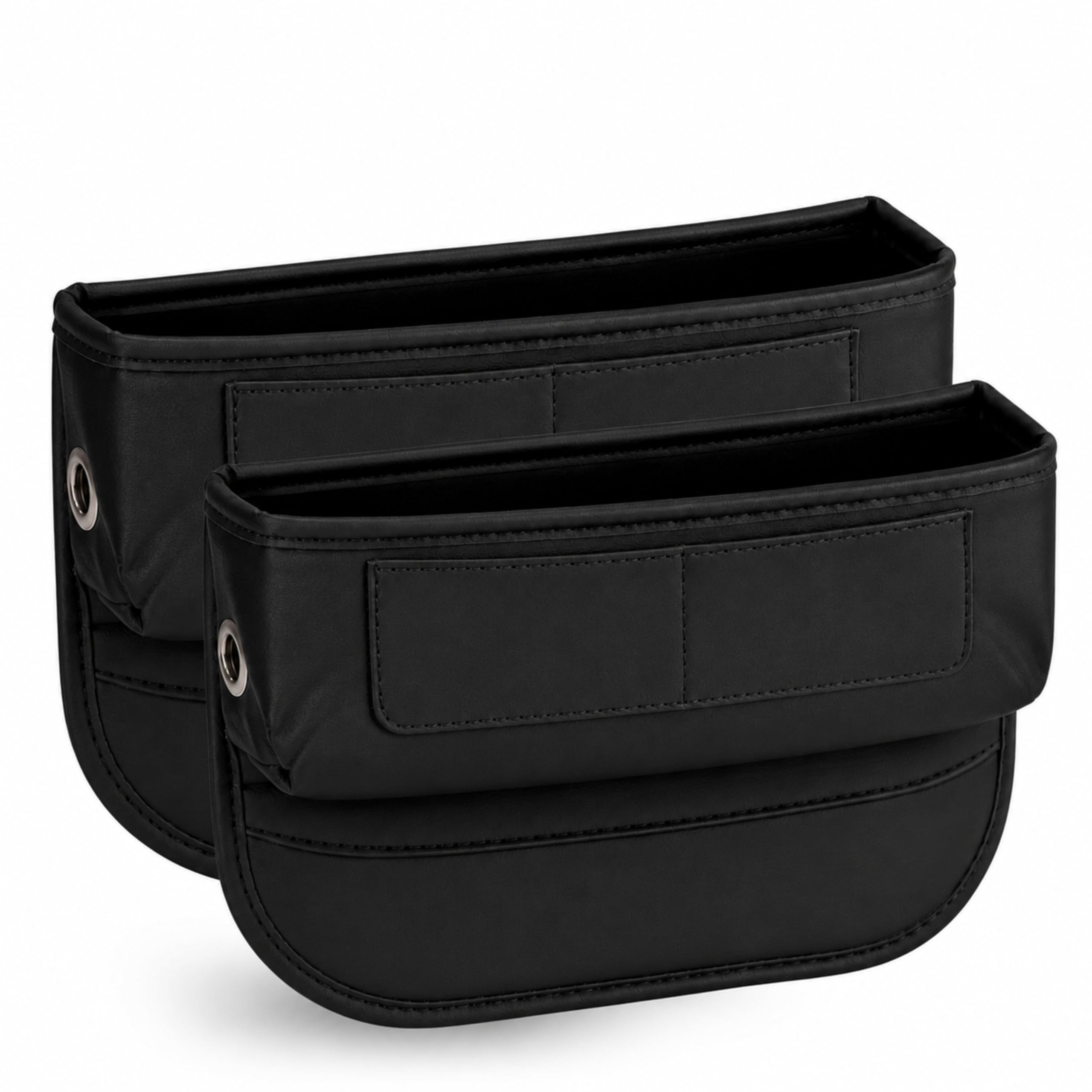 Car Seat Gap Organizer – PU Leather Car Storage Box, Seat Side Pocket Organizer for Phone, Wallet & Essentials, Gap Filler Storage (Black)