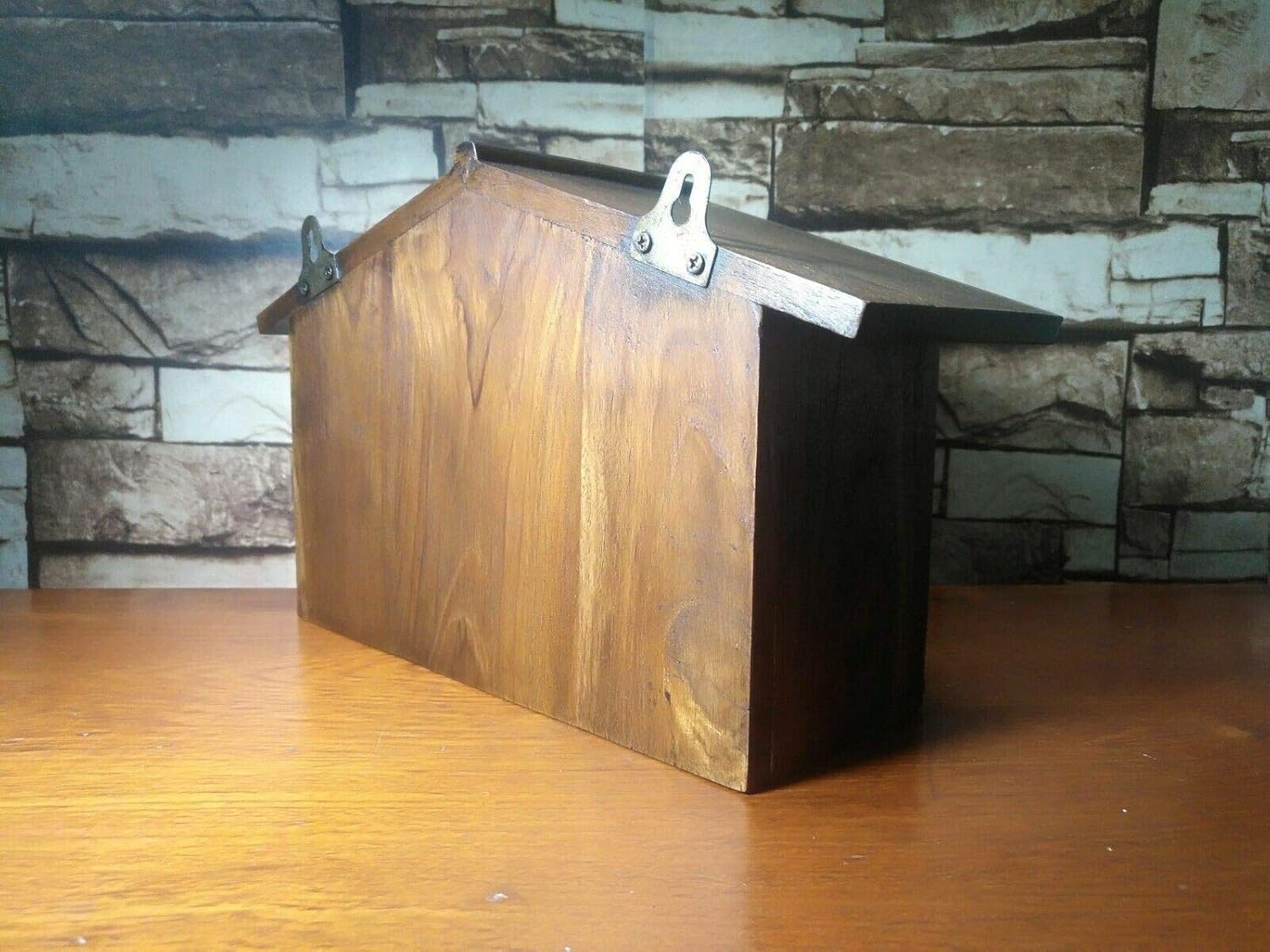 Wooden Mail Box Heart Post Box Wall Mount Lock Wood Teak Letters Posts Boxes Vintage Style