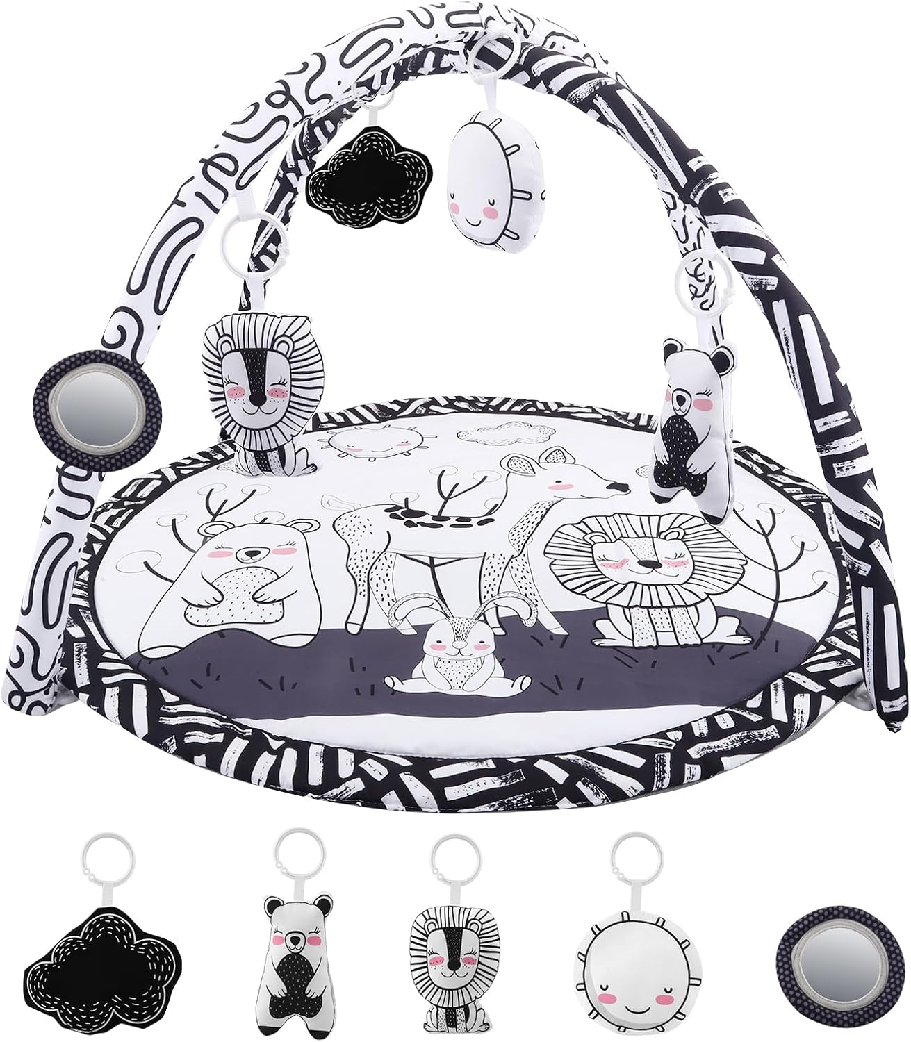 Baby Play Gym for Floor Play, Activity Playmat Baby Toys 0-6 Months, Tummy Time High Contrast Mat, Early Development Activity Play Mat Toy Gift for Babies Newborn Toddler Infants(Bear)