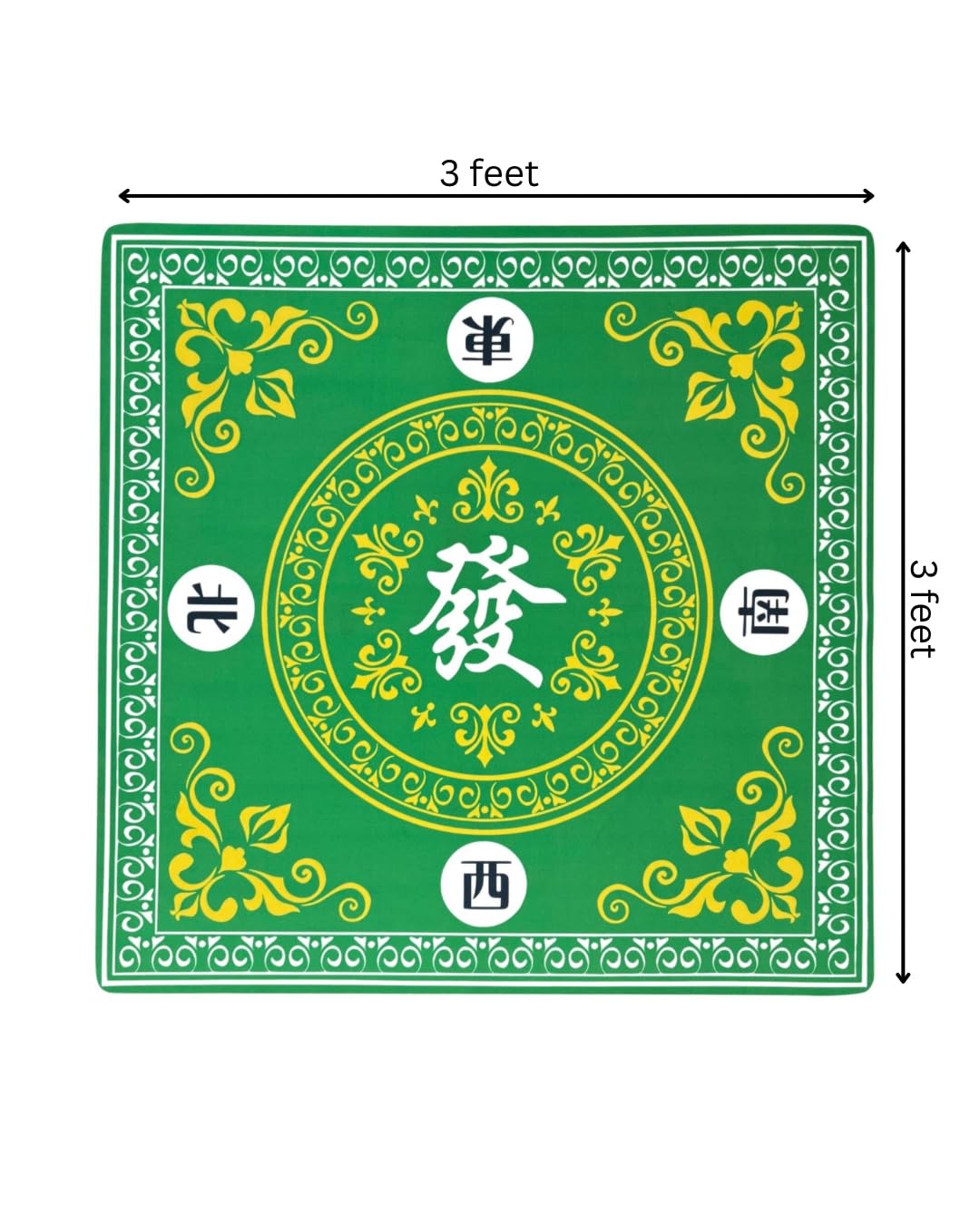 POK3R STUFF INDIA Mahjong Mat M5 | 36 x 36 Inch Velvet Mahjong Game Mat with Anti-Slip Rubber Base | Noise Reducing Table Mat for Mahjong & Board Games (Green)