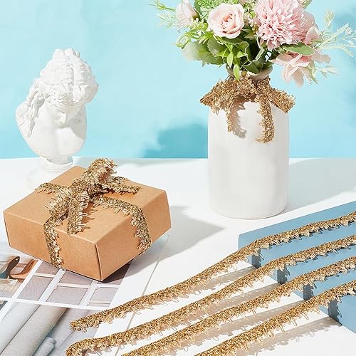 Miniatura 5 de PH PandaHall 10 yardas de trenza tejida dorada, 34 pulgadas de hierba trenza de encaje, cinta decorada Gimp Trim para manualidades, boda,