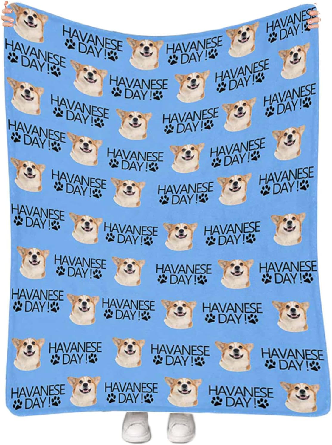 Personalized Dog Portrait Blanket - Custom Photo Blanket with Name - Fleece Throw Blanket - Pet Memorial Gift for Cat & Dog Lovers, 50''x60''