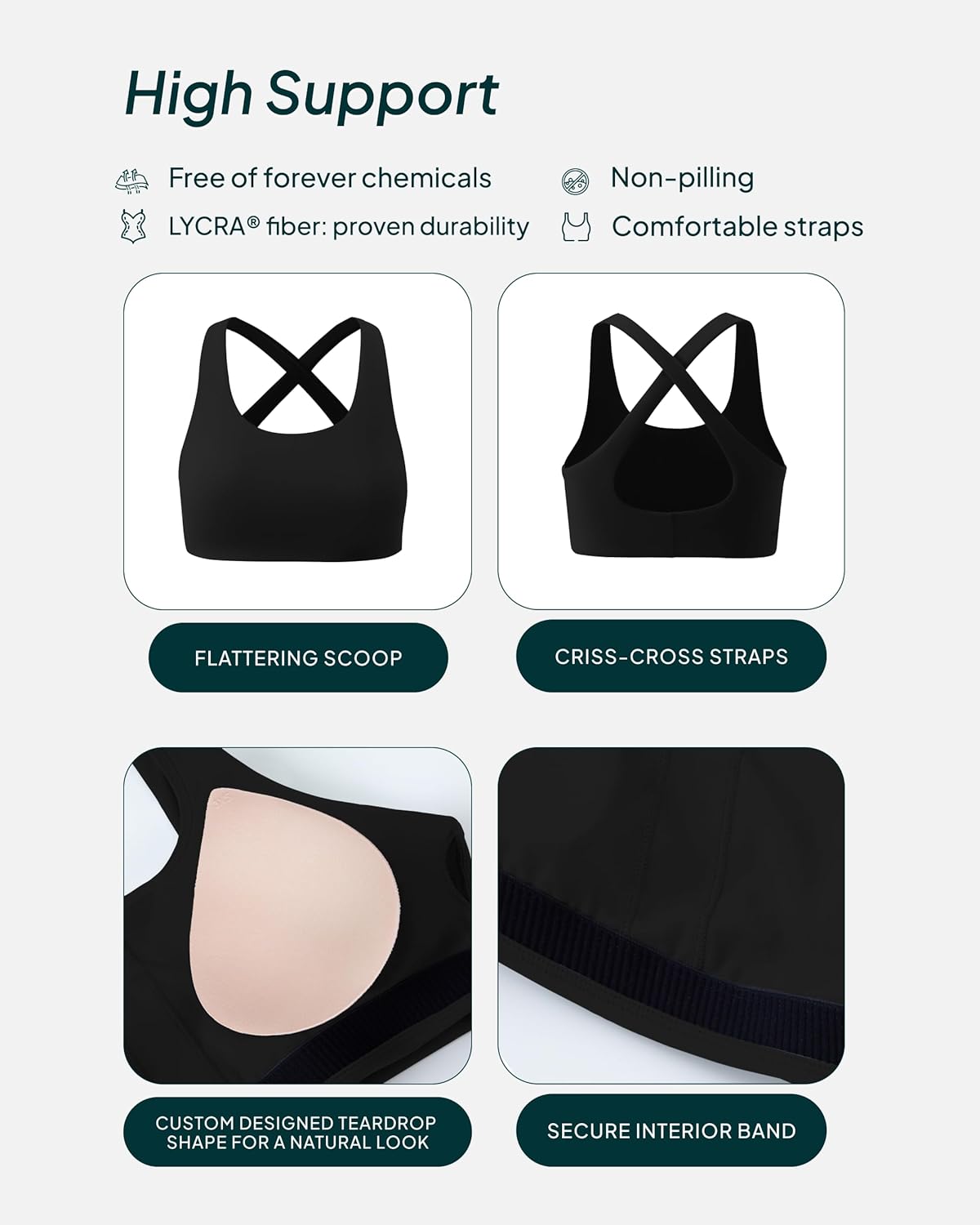 PAVOI ACTIVE Criss Cross Back High Impact Sports Bras for Women - High Support Scoop Neck Padded Workout Bra - FlexFlow - Image 4