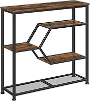 MAHANCRIS 5-Tier Narrow Console Table 31.5" Industrial Entryway Sofa Table with Open Shelves, Rustic Brown/Black CTHR13101