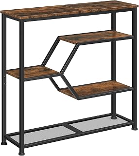 MAHANCRIS 5-Tier Narrow Console Table 31.5" Industrial Entryway Sofa Table with Open Shelves, Rustic Brown/Black CTHR13101